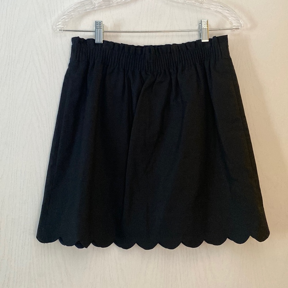 J. Crew black scalloped mini skirt